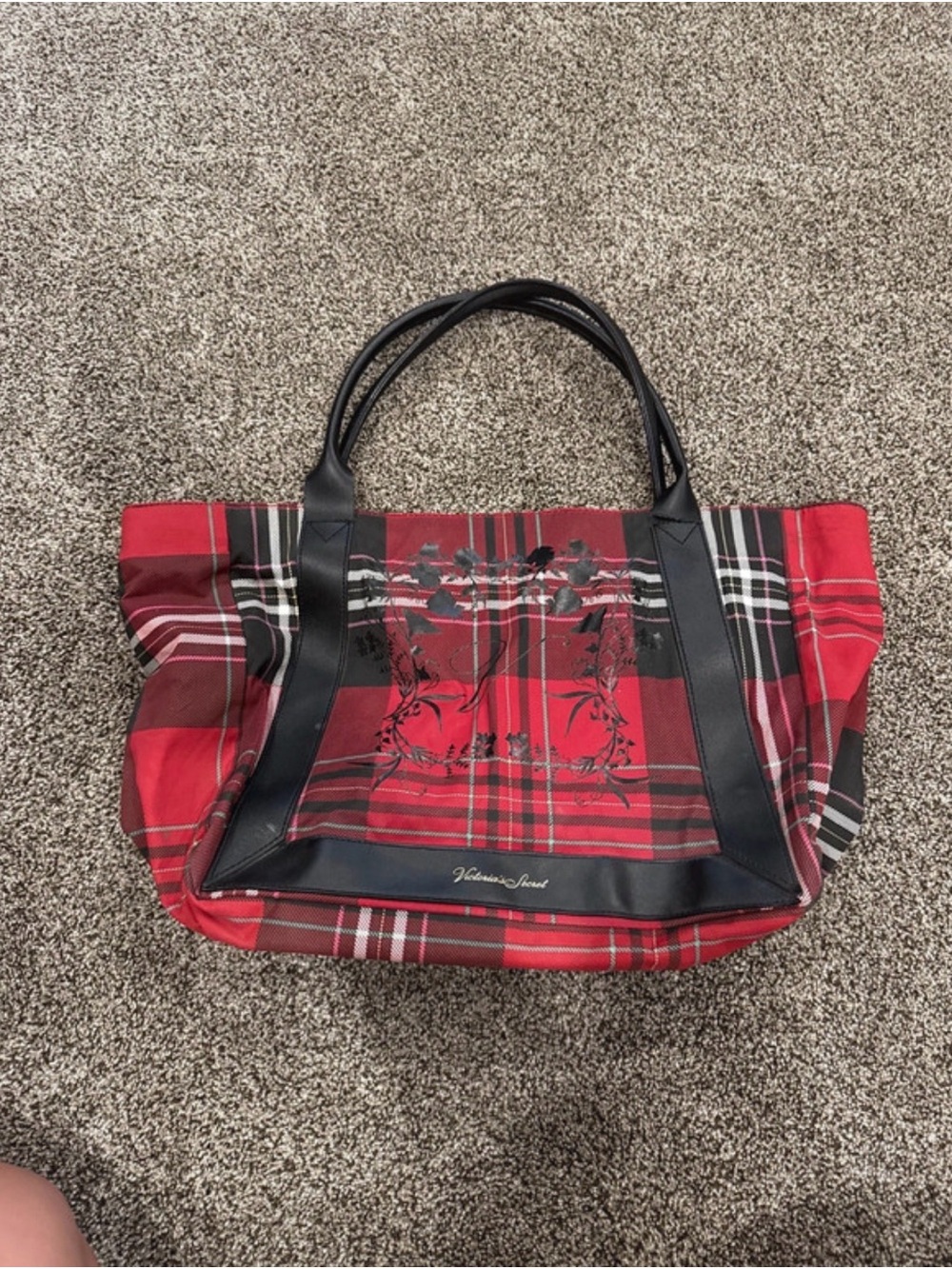 Victoria's Secret Red and Black Plaid Tote